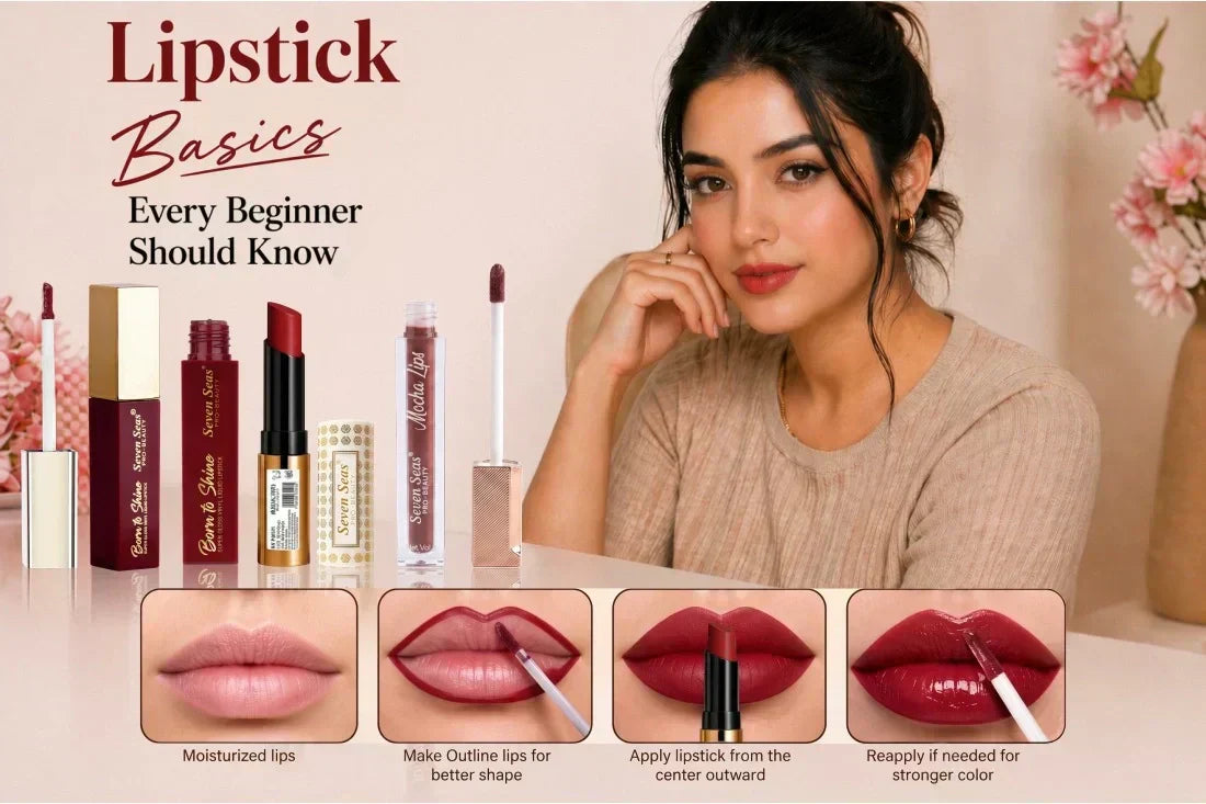 Lipstick basics tutorial for beginners with application steps and beauty products