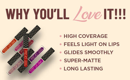 Silk Matte Liquid Lipstick for Women | Long Lasting Soft Matte Color
