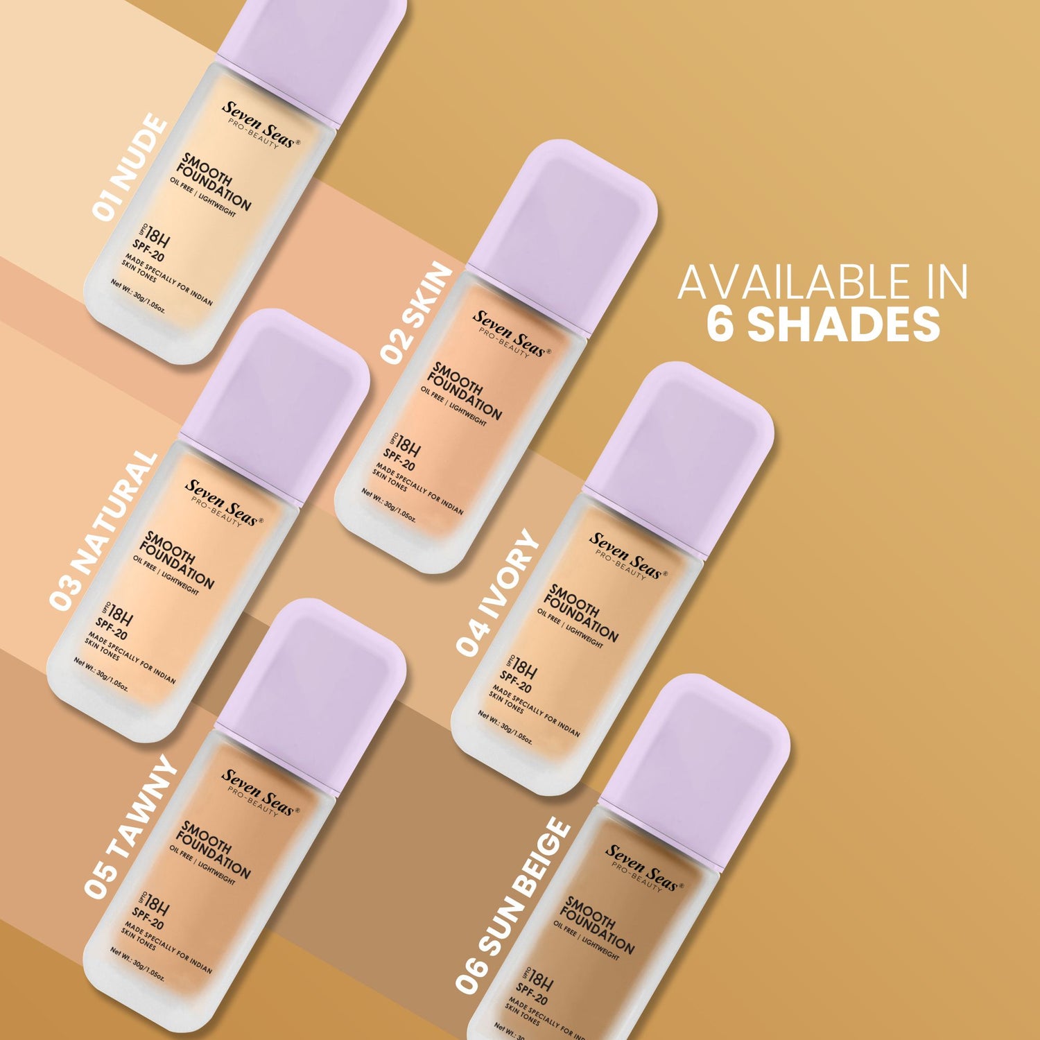 Seven Seas Smooth Foundation | Oil Free | Lightweight | Long Lasting Foundation for Face Makeup | SPF-20 - Seven Seas Cosmetics