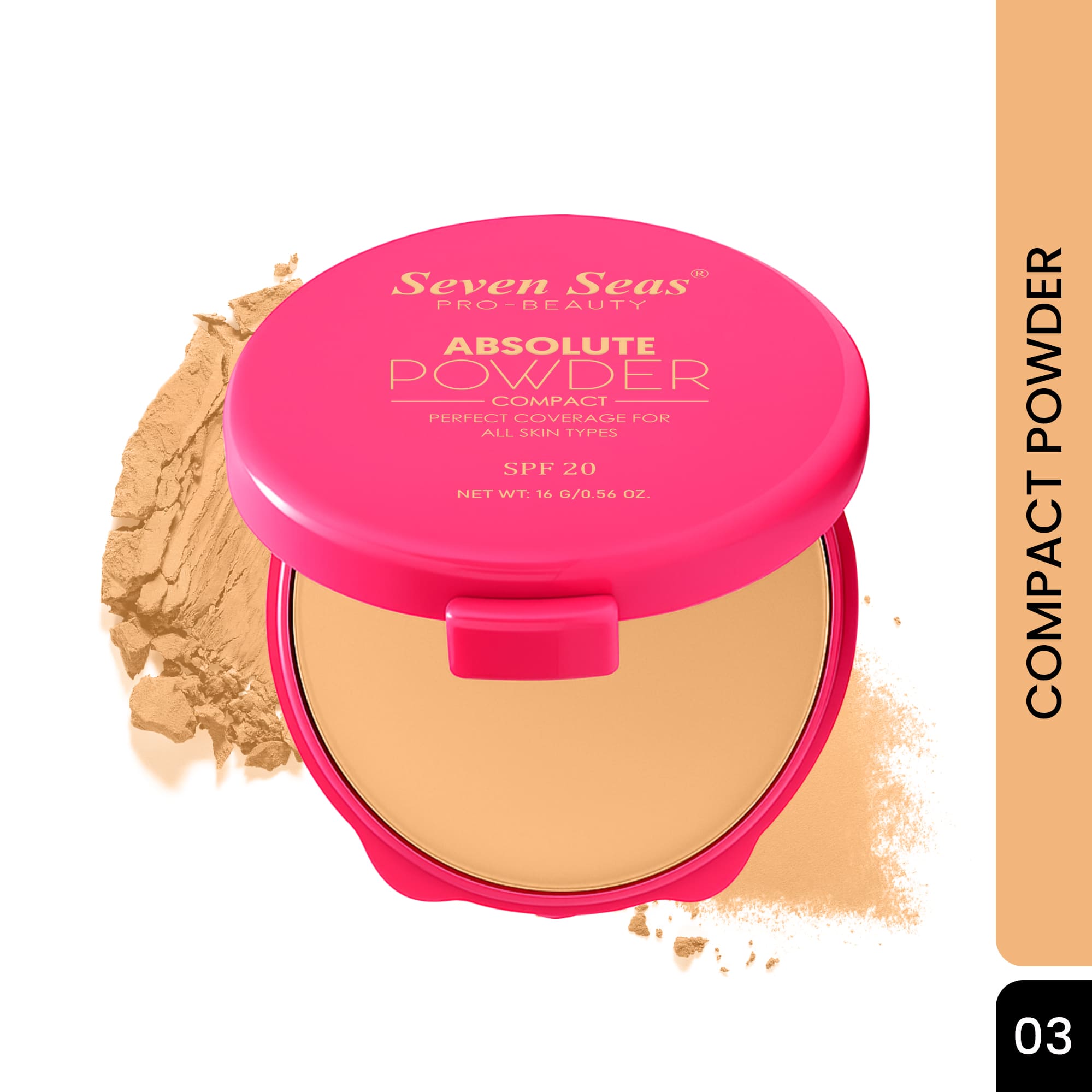 Seven Seas Absolute Compact Powder | Blends Effortlessly | Perfect Coverage | Comfortable Wear | Weightless Texture | Suitable for All Skin Types - Seven Seas Cosmetics