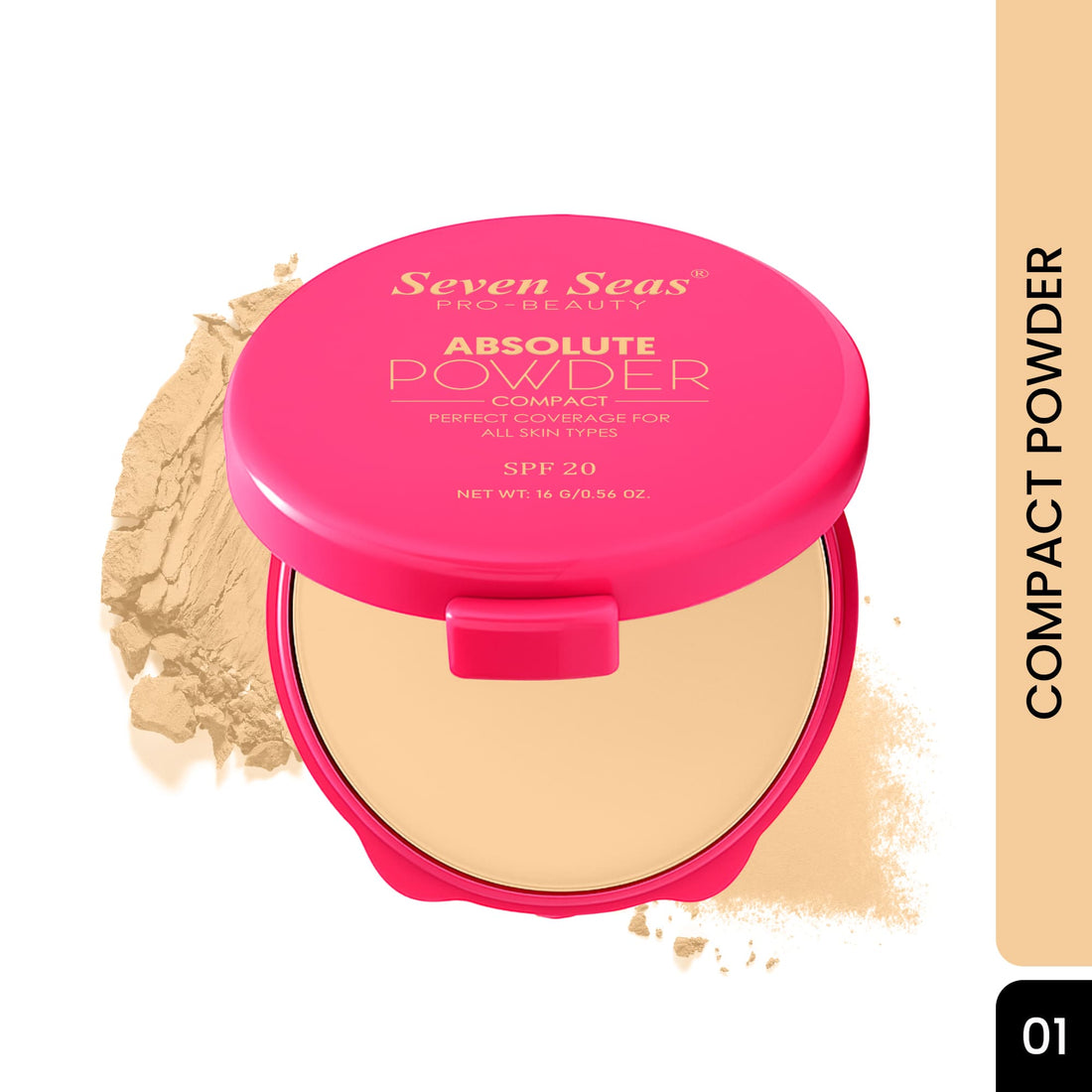 Seven Seas Absolute Compact Powder | Blends Effortlessly | Perfect Coverage | Comfortable Wear | Weightless Texture | Suitable for All Skin Types - Seven Seas Cosmetics
