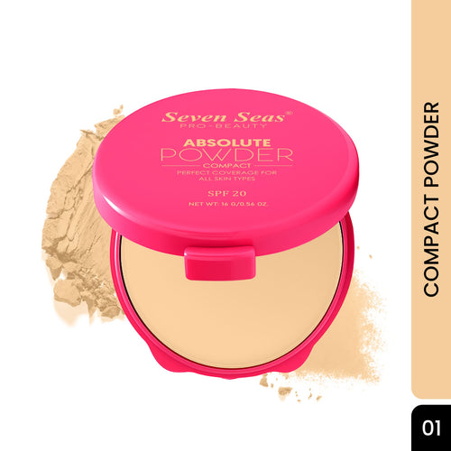 Seven Seas Absolute Compact Powder | Blends Effortlessly | Perfect Coverage | Comfortable Wear | Weightless Texture | Suitable for All Skin Types