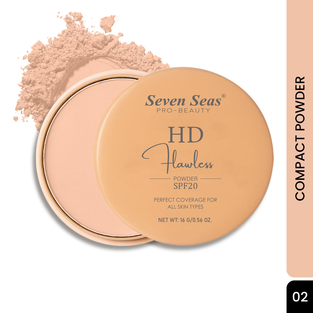 Seven Seas HD Flawless Compact Powder | SPF-20 | Perfect Coverage For All Skin Types | Soft Texture | Oil Free and Blends Effortlessly - Seven Seas Cosmetics