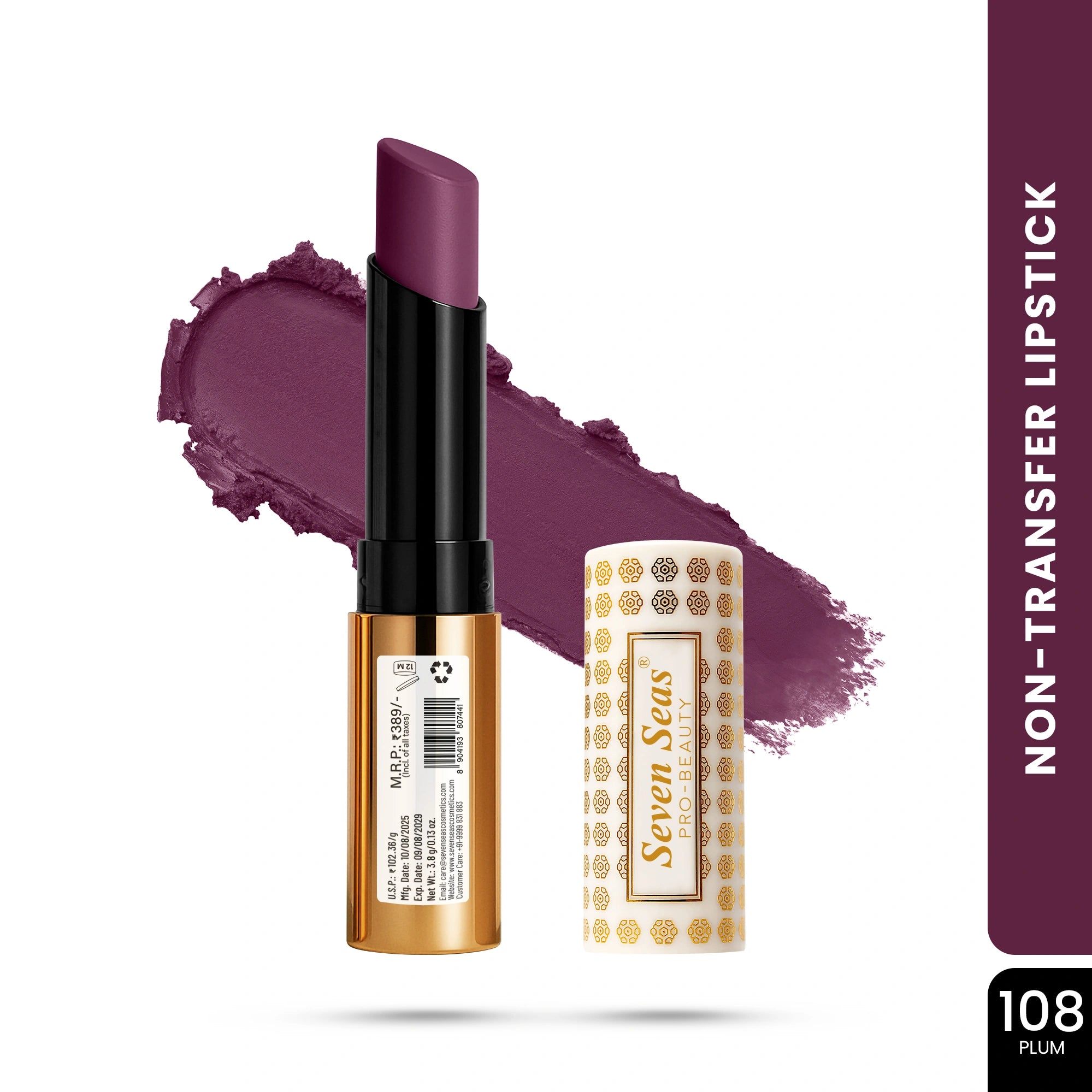 Velvet Shot Non Transfer Lipstick, 14 Hour Long Lasting and Waterproof