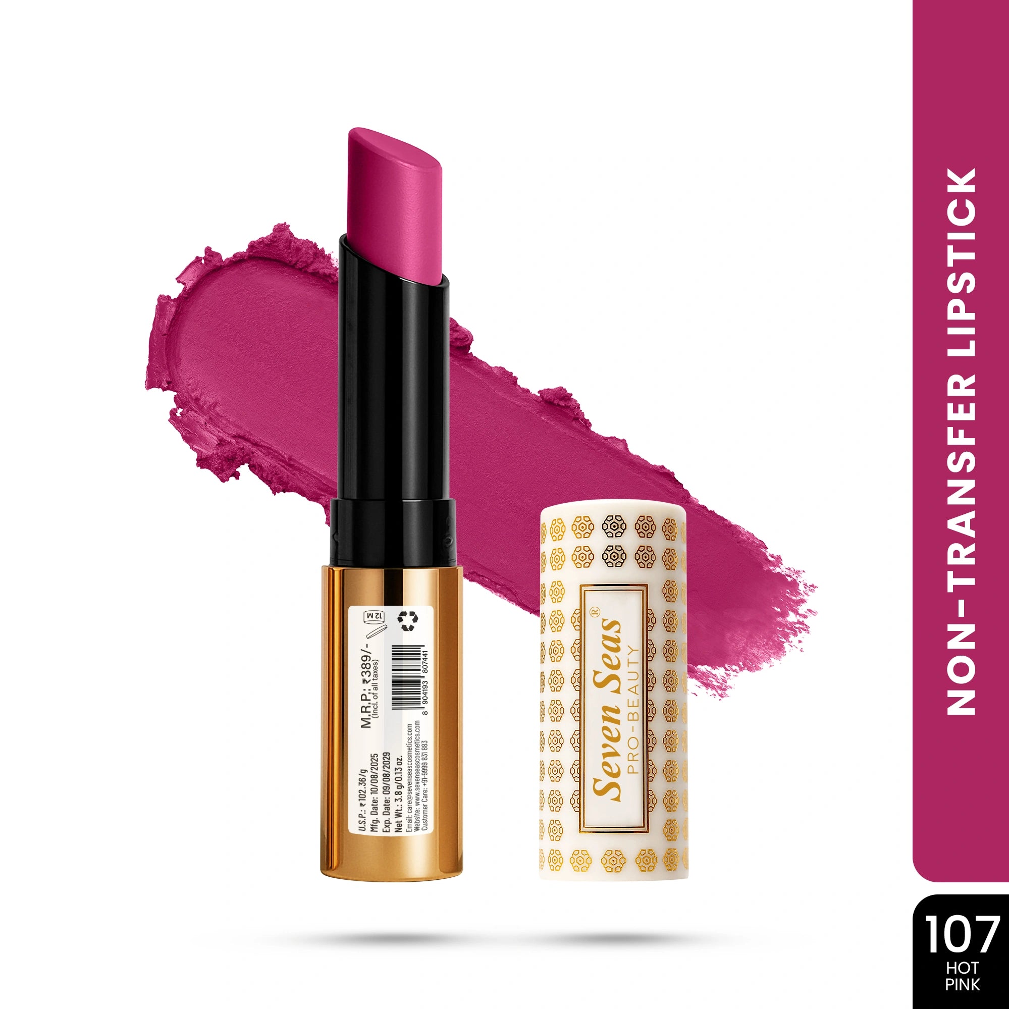 Velvet Shot Non Transfer Lipstick, 14 Hour Long Lasting and Waterproof