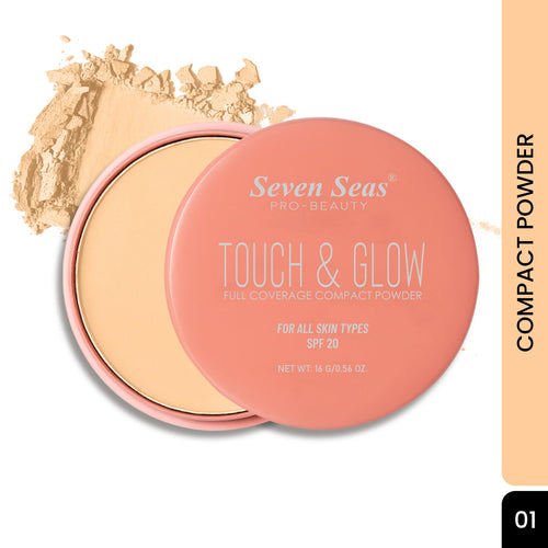 Seven Seas Touch & Glow Full Coverage Compact Powder | SPF-20 | Compact Powder for Women