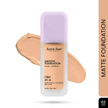 Seven Seas Smooth Foundation | Oil Free | Lightweight | Long Lasting Foundation for Face Makeup | SPF-20 - Seven Seas Cosmetics