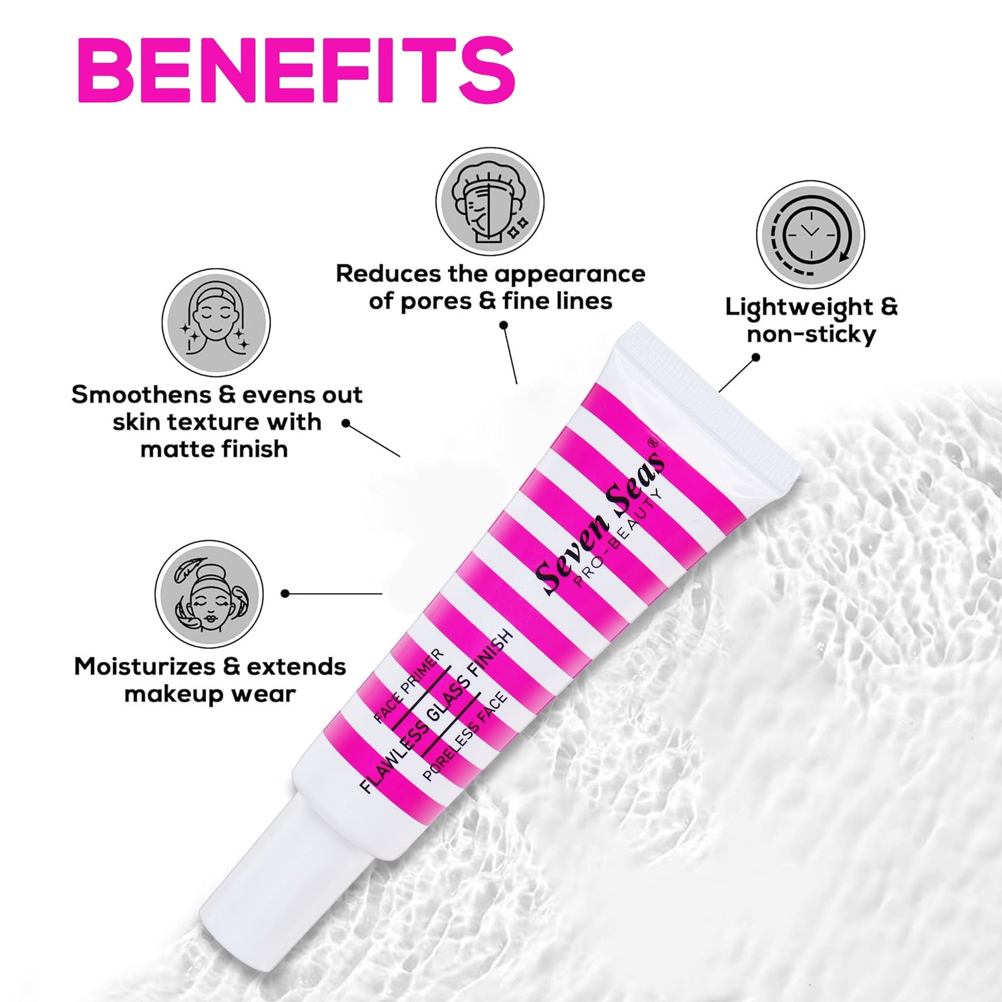 Seven Seas Face Primer, Face Glass Finish | Pore Blurring | Hydrating Oil Free - Seven Seas Cosmetics
