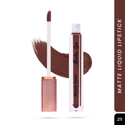 Seven Seas Mocha Lips Matte Liquid Lipstick | Non-Transfer Liquid Lipstick | 12 Hours Long Lasting | Highly Pigmented | Intense Color Payoff | Smudgeproof Liquid Lipstick for Women - Seven Seas Cosmetics