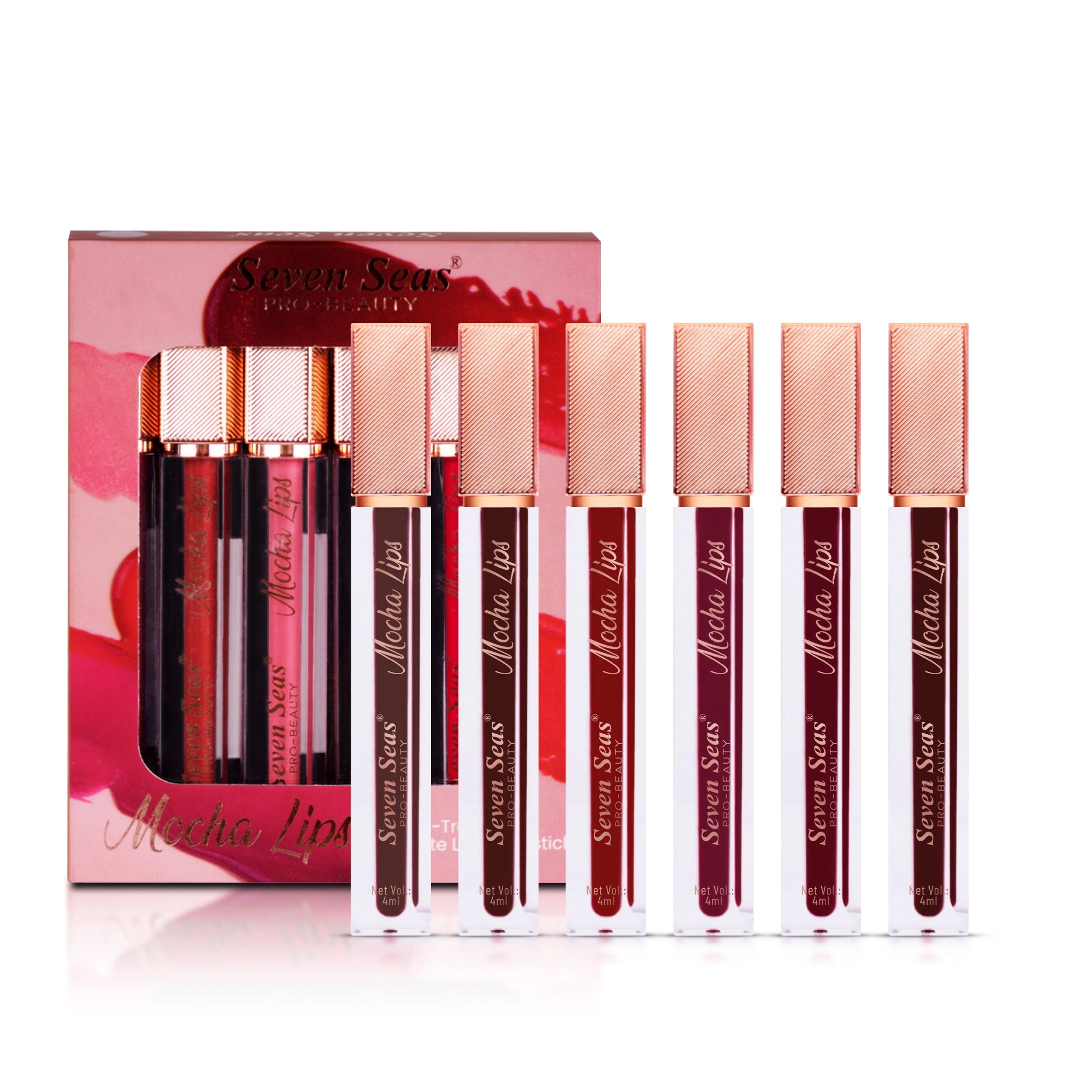 Pack of six Seven Seas Mocha Lips Matte Liquid Lipstick