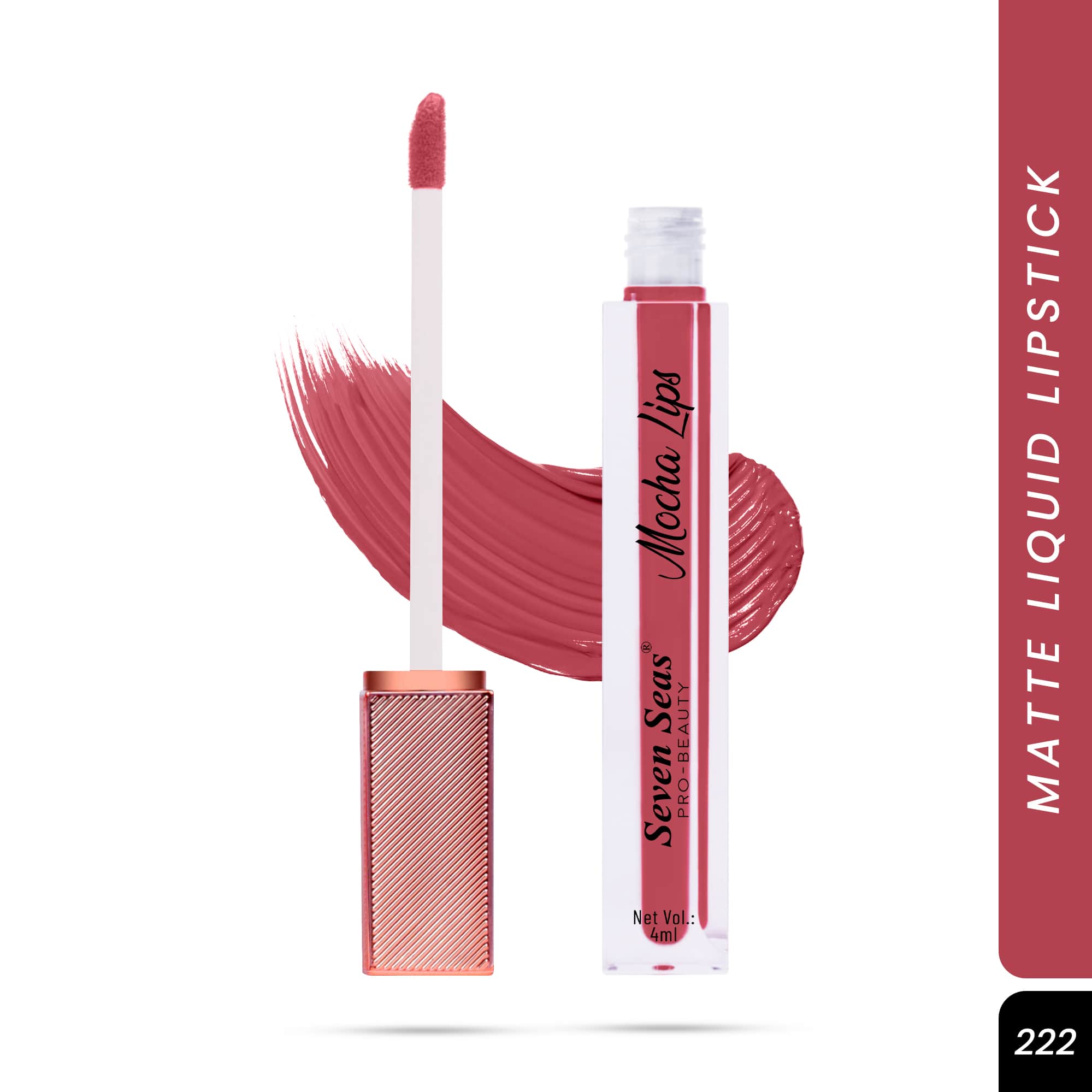 Seven Seas Mocha Lips Matte Liquid Lipstick | Non-Transfer Liquid Lipstick | 12 Hours Long Lasting | Highly Pigmented | Intense Color Payoff | Smudgeproof Liquid Lipstick for Women - Seven Seas Cosmetics