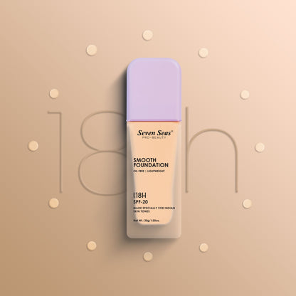 Seven Seas Smooth Foundation | Oil Free | Lightweight | Long Lasting Foundation for Face Makeup | SPF-20 - Seven Seas Cosmetics