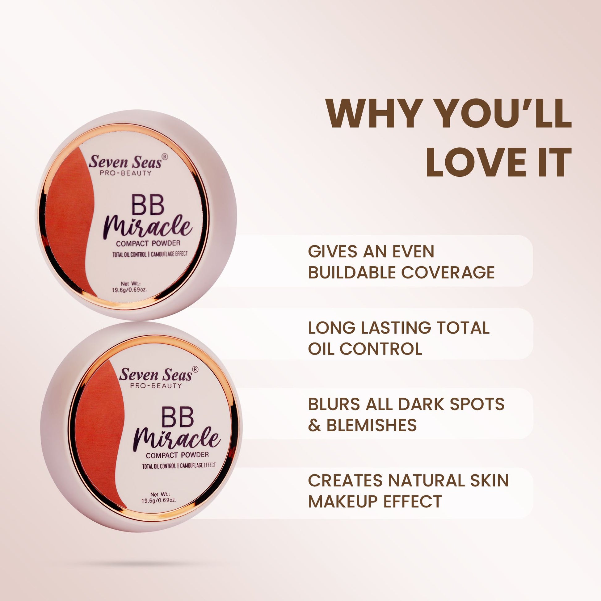Seven Seas BB Miracle Compact Powder 2 in 1 Brightness Compact - Seven Seas Cosmetics