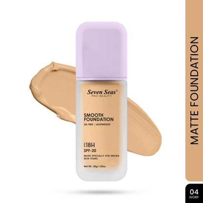 Seven Seas Smooth Foundation | Oil Free | Lightweight | Long Lasting Foundation for Face Makeup | SPF-20 - Seven Seas Cosmetics