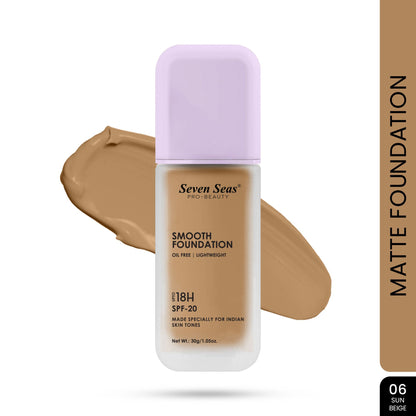 Seven Seas Smooth Foundation | Oil Free | Lightweight | Long Lasting Foundation for Face Makeup | SPF-20 - Seven Seas Cosmetics