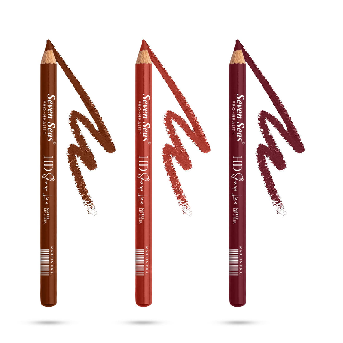 Seven Seas HD Sharp Line Lip Liner | Long Lasting and Waterproof Lip Liner Pencil (Muddy Brick/Choco Butter/Pink Roots, 3X1.3g) - Seven Seas Cosmetics