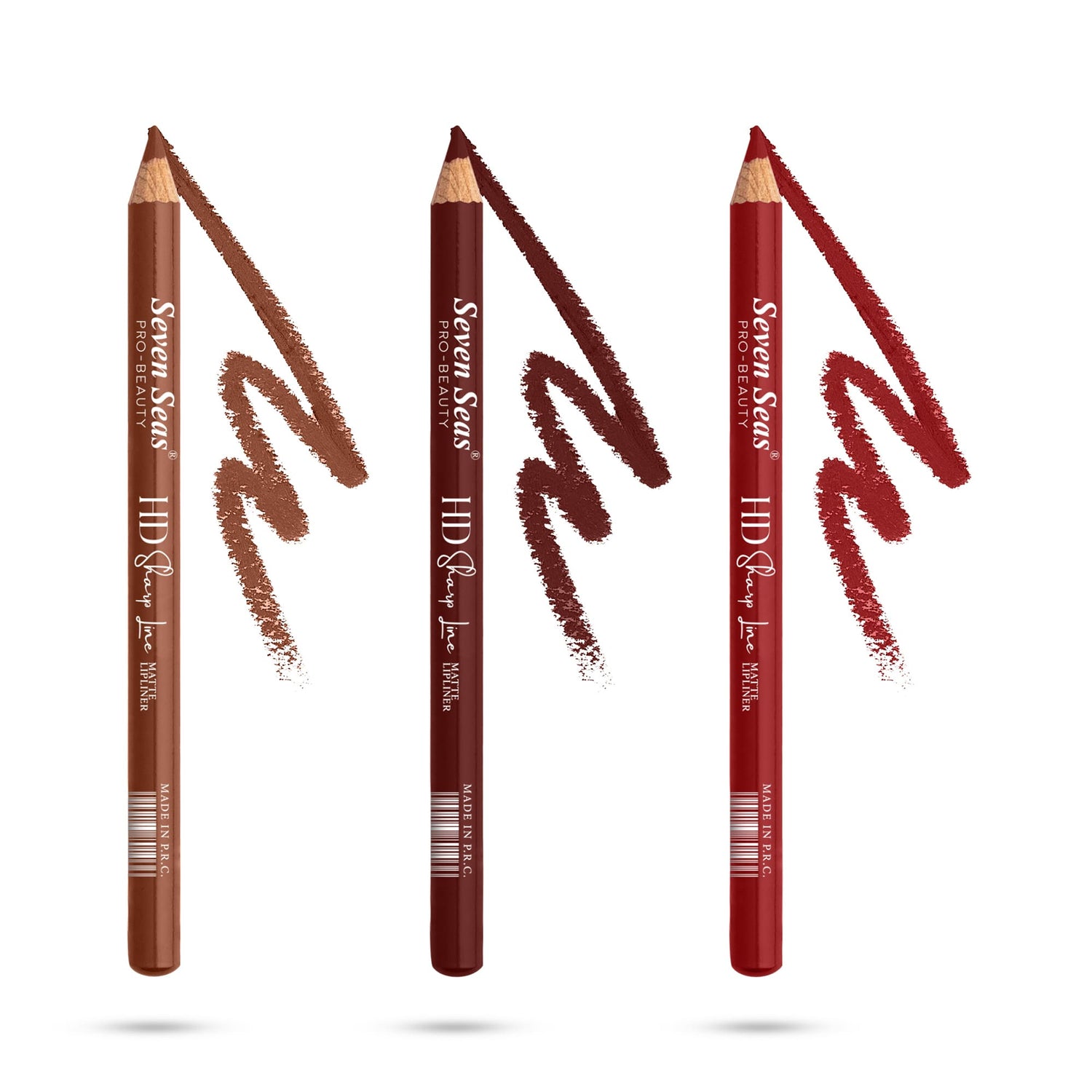 Seven Seas HD Sharp Line Lip Liner | Long Lasting and Waterproof Lip Liner Pencil (Muddy Brick/Choco Butter/Pink Roots, 3X1.3g) - Seven Seas Cosmetics
