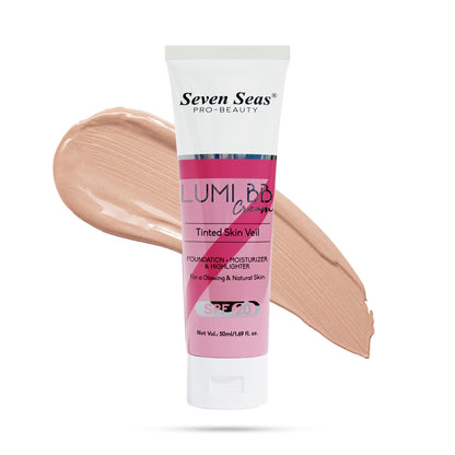Seven Seas Lumi BB Cream, Tinted Skin Veil Foundation with SPF-20, Foundation + Moisturizer + Highlighter, 50ml - Seven Seas Cosmetics