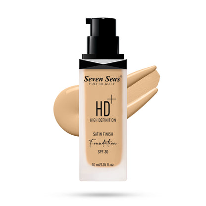 Seven Seas HD High Definition Foundation, SPF 30, Satin Finish, Oil Free and Long lasting Liquid Foundation for Women - Seven Seas Cosmetics