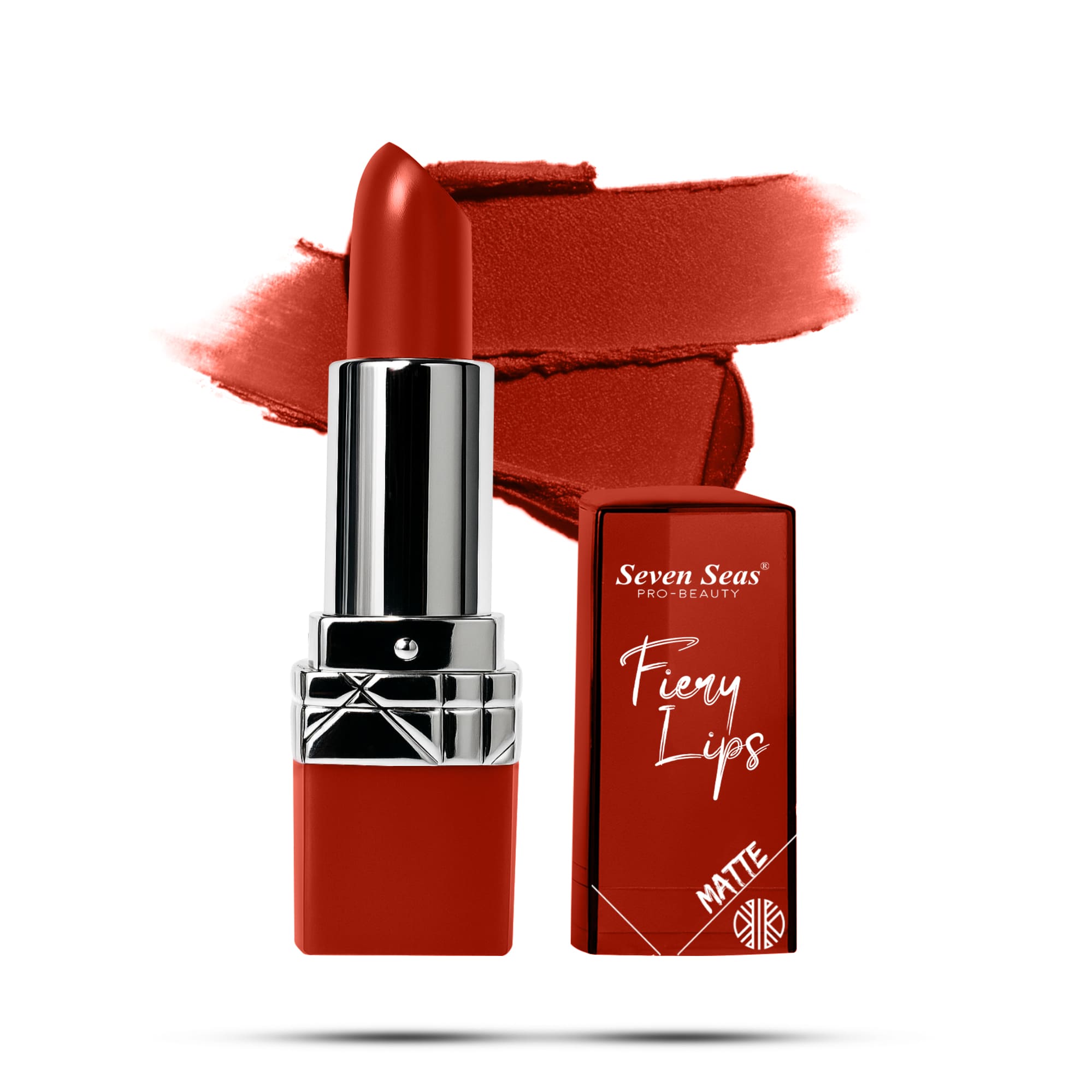 Seven Seas Fiery Lips Matte Lipstick | Long Lasting Matte Lipstick | Intense Matte Finish | Creamy Texture | Highly Pigmented Lipstick - Seven Seas Cosmetics