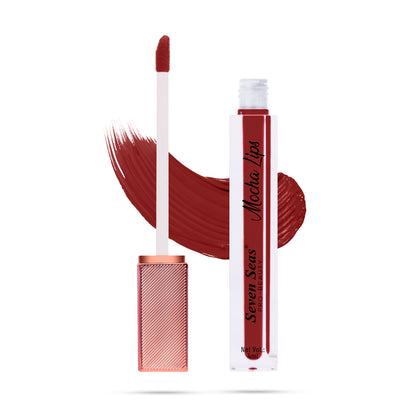 Seven Seas Mocha Lips Matte Liquid Lipstick | Non-Transfer Liquid Lipstick | 12 Hours Long Lasting | Highly Pigmented | Intense Color Payoff | Smudgeproof Liquid Lipstick for Women - Seven Seas Cosmetics