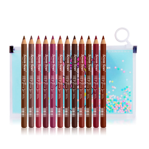 Seven Seas HD Sharp Line Lip Liner | Matte Lip Liner | Transfer-proof | Long Lasting | Highly Pigmented (Pack Of 12),