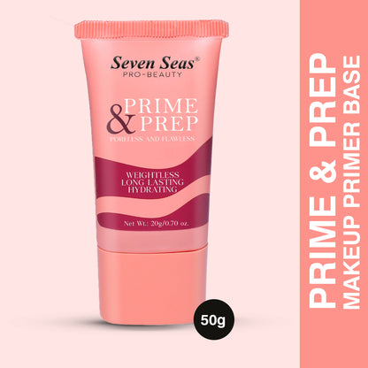 Seven Seas Prime & Prep Primer | Pore-less and Flawless Makeup Base Primer | Oil Free Primer for Face Makeup 20g