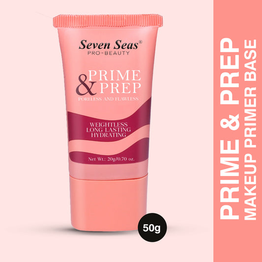 Seven Seas Prime & Prep Primer | Pore-less and Flawless Makeup Base Primer | Oil Free Primer for Face Makeup 20g