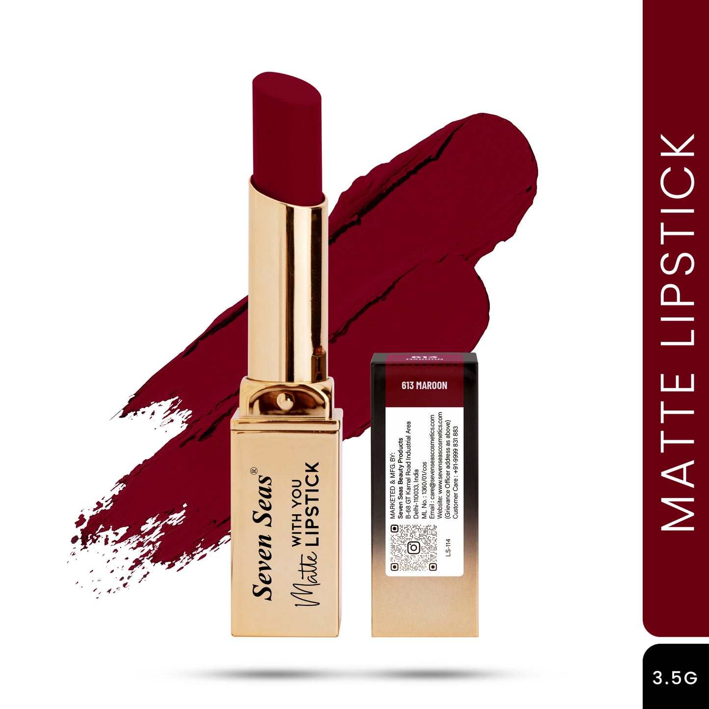 Seven Seas Matte With You Lipstick | Non Transfer Matte Lipstick for Women