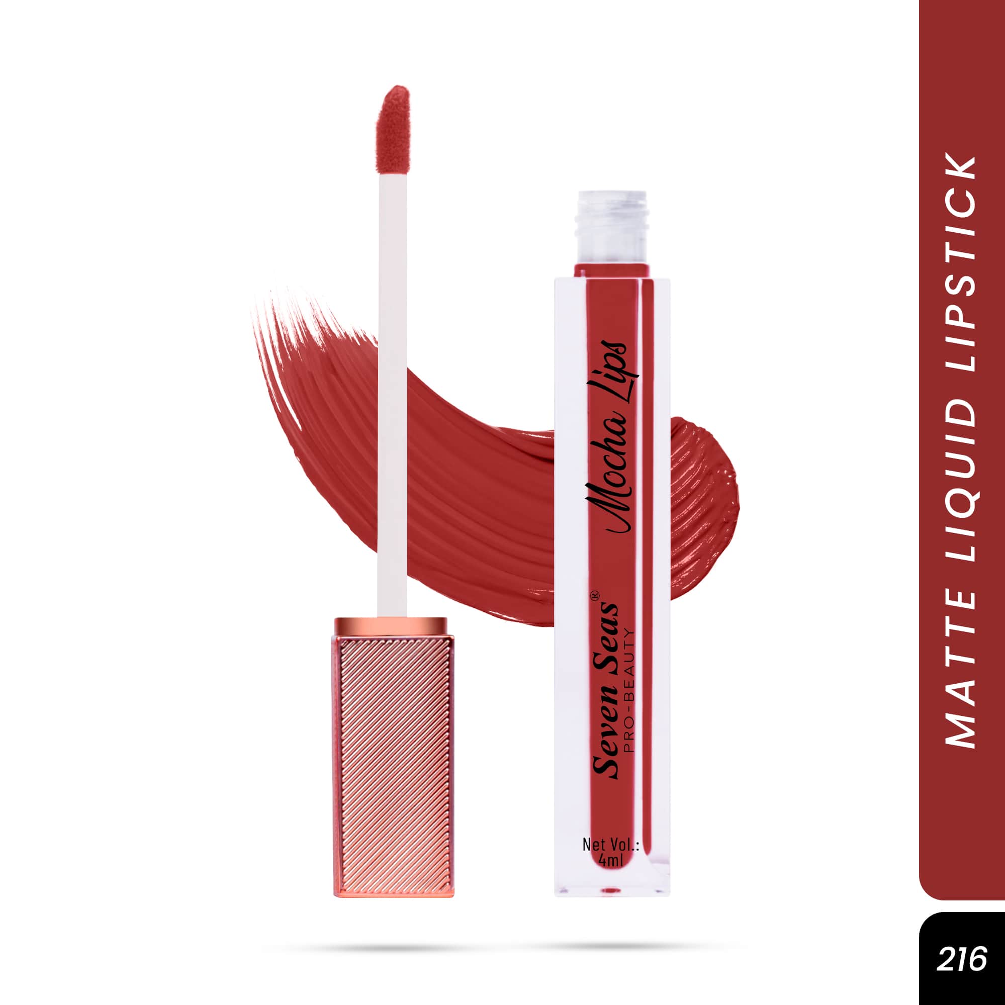 Seven Seas Mocha Lips Matte Liquid Lipstick | Non-Transfer Liquid Lipstick | 12 Hours Long Lasting | Highly Pigmented | Intense Color Payoff | Smudgeproof Liquid Lipstick for Women - Seven Seas Cosmetics