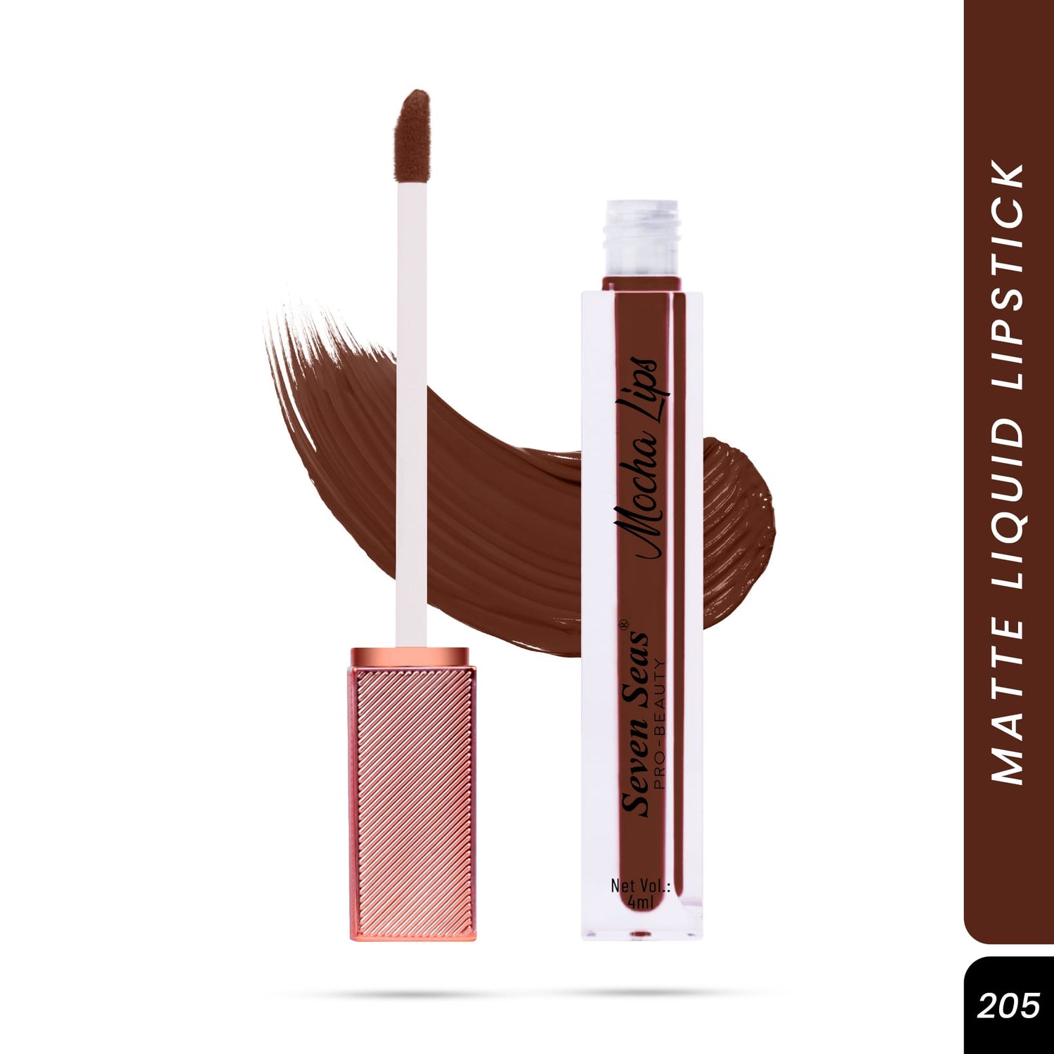 Seven Seas Mocha Lips Matte Liquid Lipstick | Non-Transfer Liquid Lipstick | 12 Hours Long Lasting | Highly Pigmented | Intense Color Payoff | Smudgeproof Liquid Lipstick for Women - Seven Seas Cosmetics