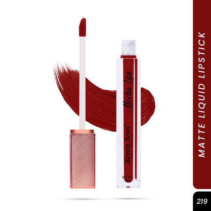 Seven Seas Mocha Lips Matte Liquid Lipstick | Non-Transfer Liquid Lipstick | 12 Hours Long Lasting | Highly Pigmented | Intense Color Payoff | Smudgeproof Liquid Lipstick for Women - Seven Seas Cosmetics