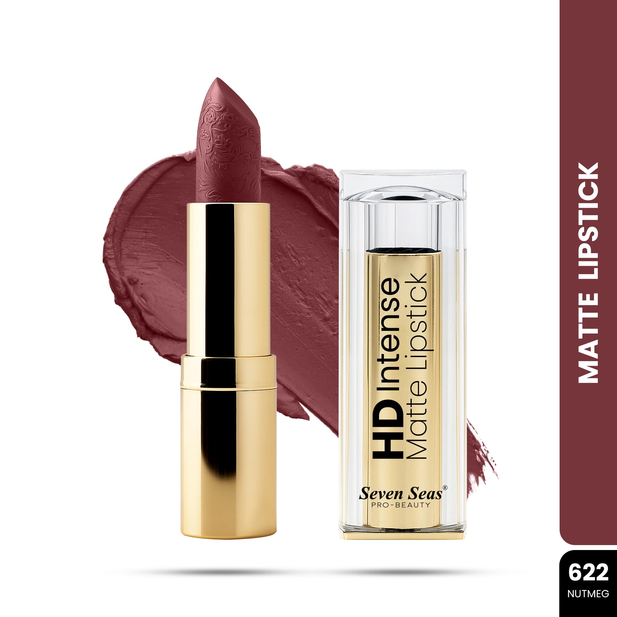 Seven Seas HD Intense Matte Lipstick | Non-Transfer | Lipstick For Women (607-Dark Coffee, 3.5G) - Seven Seas Cosmetics