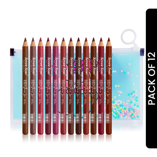 Seven Seas HD Sharp Line Lip Liner | Matte Lip Liner | Transfer-proof | Long Lasting | Highly Pigmented (Pack Of 12), - Seven Seas Cosmetics