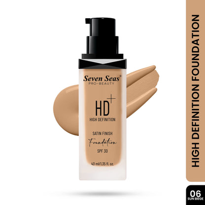 Seven Seas HD High Definition Foundation, SPF 30, Satin Finish, Oil Free and Long lasting Liquid Foundation for Women - Seven Seas Cosmetics