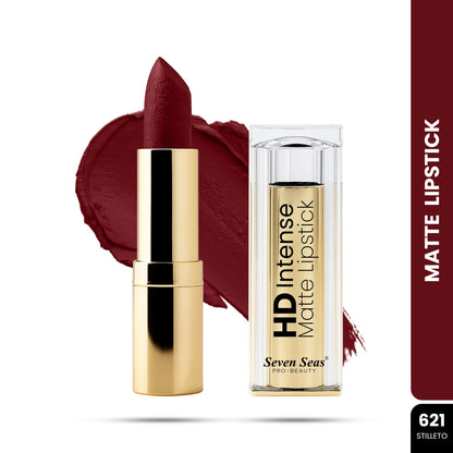 Seven Seas HD Intense Matte Lipstick | Non-Transfer | Lipstick For Women (607-Dark Coffee, 3.5G) - Seven Seas Cosmetics