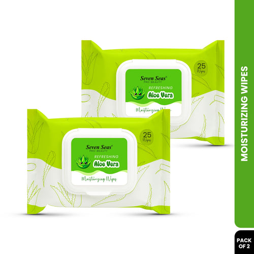 Pack Of Two Refreshing Moisturizing wipes With Seven Seas Cosmetics