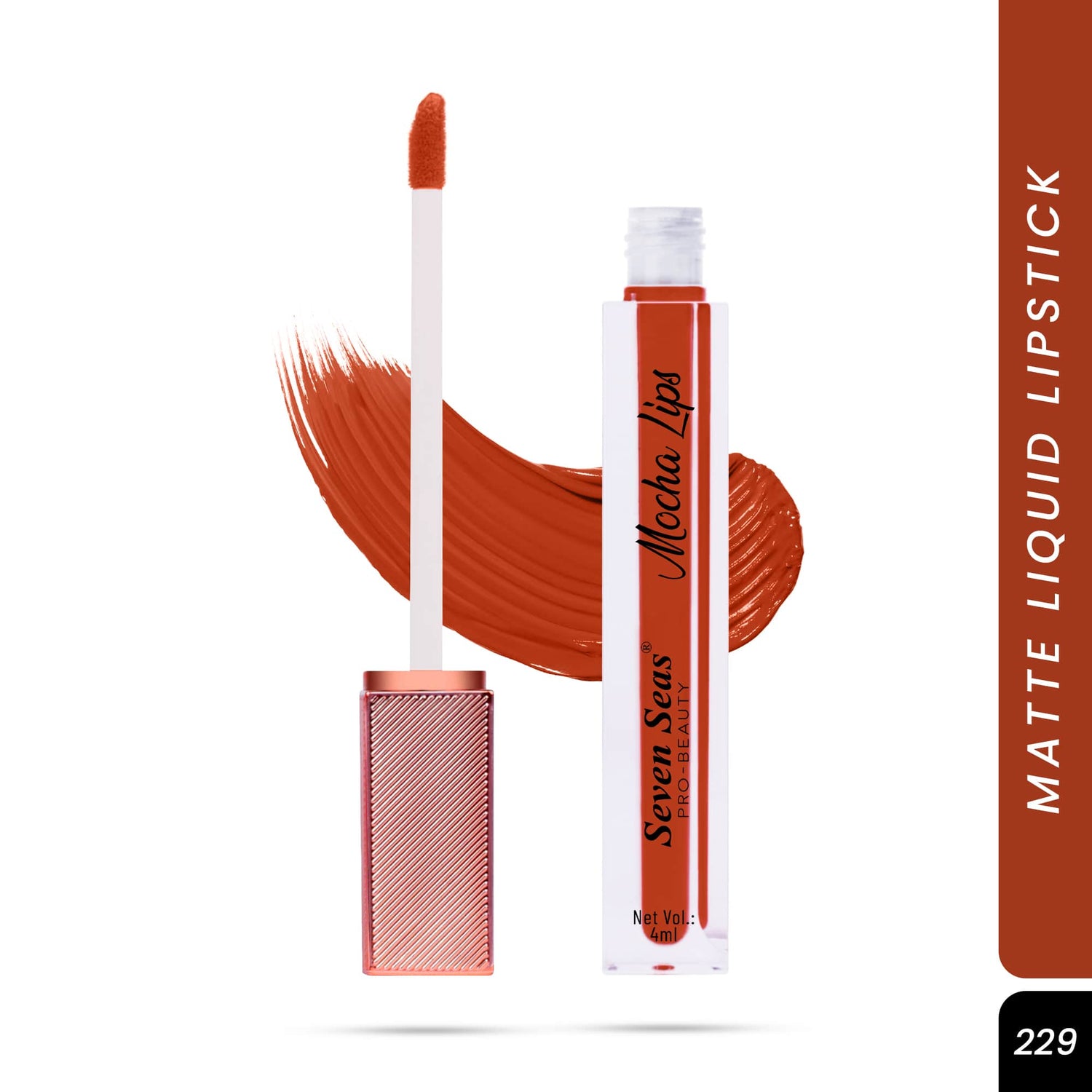 Seven Seas Mocha Lips Matte Liquid Lipstick | Non-Transfer Liquid Lipstick | 12 Hours Long Lasting | Highly Pigmented | Intense Color Payoff | Smudgeproof Liquid Lipstick for Women - Seven Seas Cosmetics