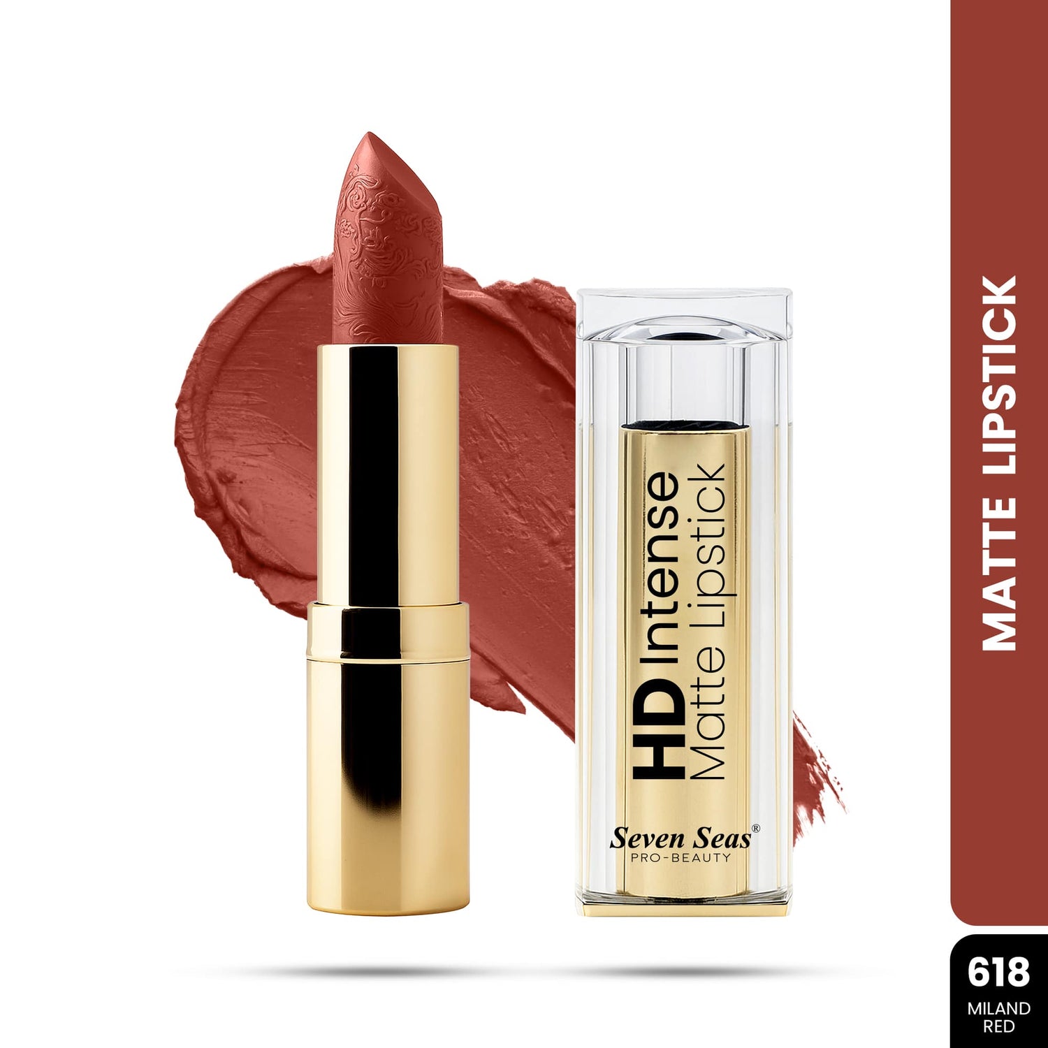 Seven Seas HD Intense Matte Lipstick | Non-Transfer | Lipstick For Women (607-Dark Coffee, 3.5G) - Seven Seas Cosmetics