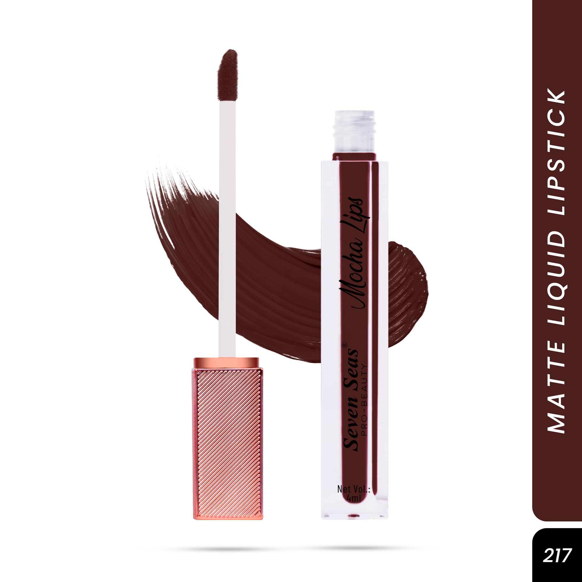 Seven Seas Mocha Lips Matte Liquid Lipstick | Non-Transfer Liquid Lipstick | 12 Hours Long Lasting | Highly Pigmented | Intense Color Payoff | Smudgeproof Liquid Lipstick for Women - Seven Seas Cosmetics