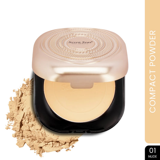 Seven Seas HD Full Coverage Compact Powder - 2-in-1 Oil-Control Compact with Shimmery & Matte Finish