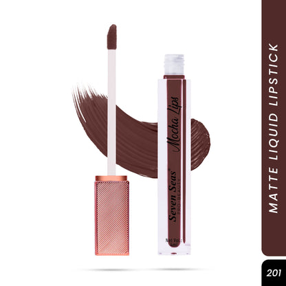 Seven Seas Mocha Lips Matte Liquid Lipstick | Non-Transfer Liquid Lipstick | 12 Hours Long Lasting | Highly Pigmented | Intense Color Payoff | Smudgeproof Liquid Lipstick for Women - Seven Seas Cosmetics