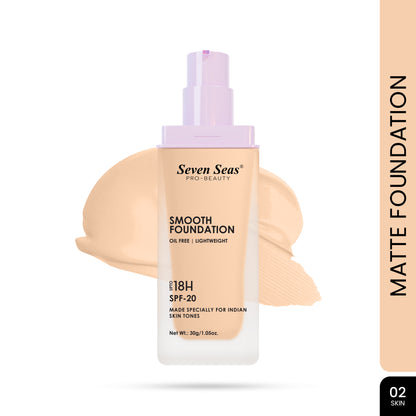 Seven Seas Smooth Foundation | Oil Free | Long lasting and Lightweight | Foundation for Women | SPF-20