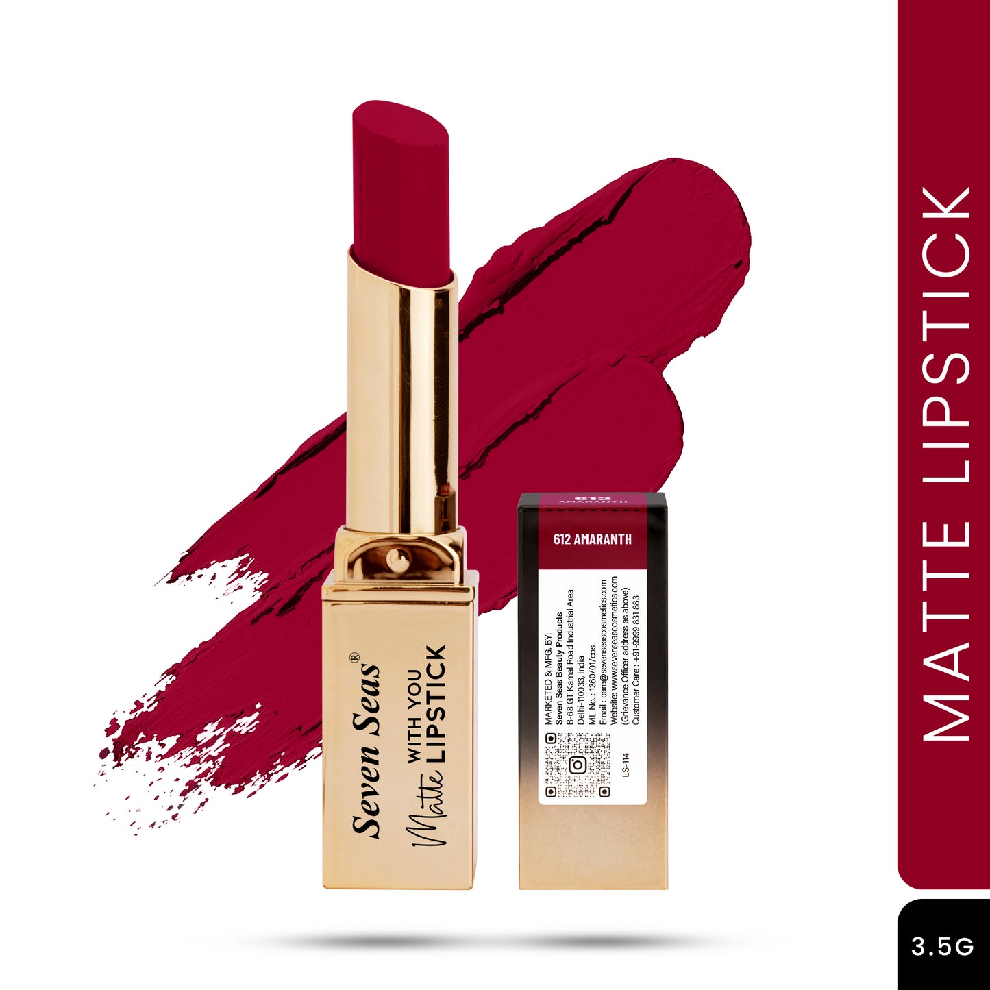 Seven Seas Matte With You Lipstick | Non Transfer Matte Lipstick for Women