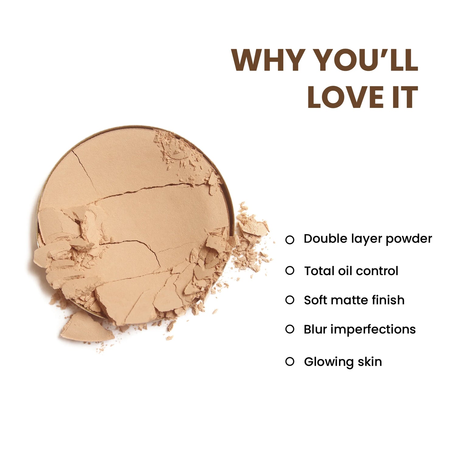 2 In 1 HD Oil Control Matte Finish Pressed Compact Powder