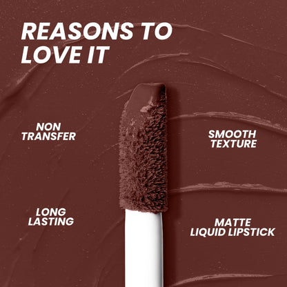 Seven Seas Mocha Lips Matte Liquid Lipstick | Non-Transfer Liquid Lipstick | 12 Hours Long Lasting | Highly Pigmented | Intense Color Payoff | Smudgeproof Liquid Lipstick for Women - Seven Seas Cosmetics