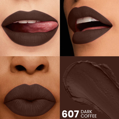 Seven Seas HD Intense Matte Lipstick | Non-Transfer | Lipstick For Women (607-Dark Coffee, 3.5G) - Seven Seas Cosmetics