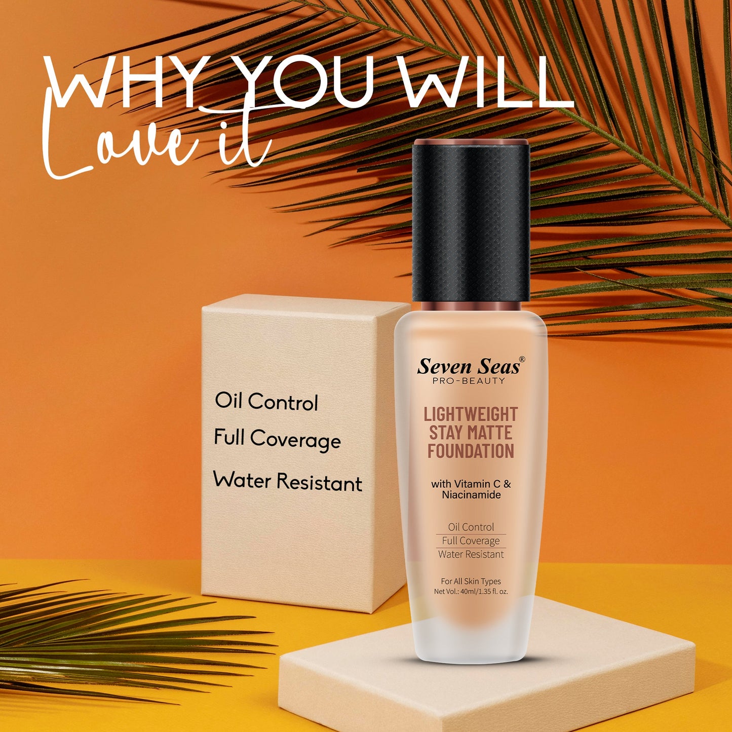 Seven Seas Light Weight Stay Matte Foundation With Vitamin C and Niacinamide