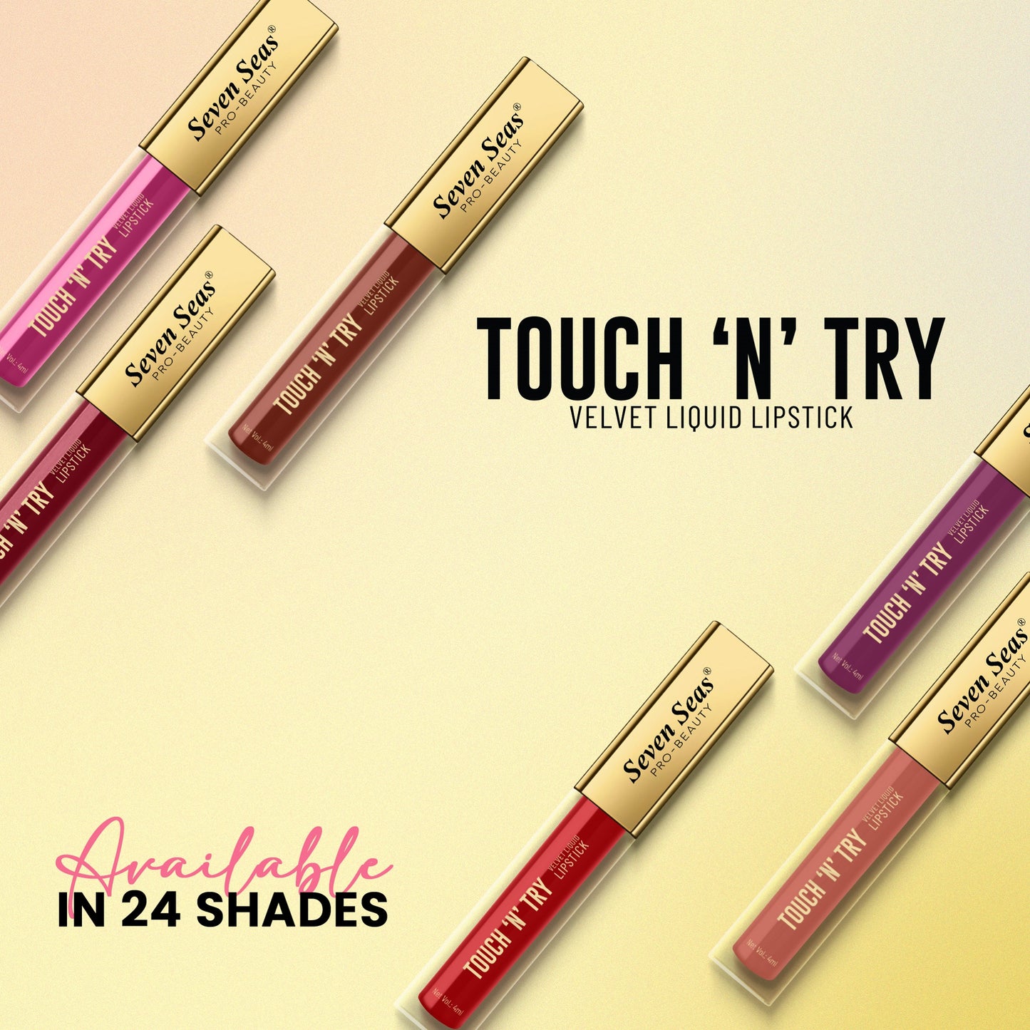 Seven Seas Touch N Try Velvet Liquid Lipstick | Non Transfer | Matte Finish