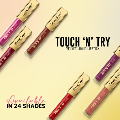 Seven Seas Touch N Try Velvet Liquid Lipstick | Non Transfer | Matte Finish